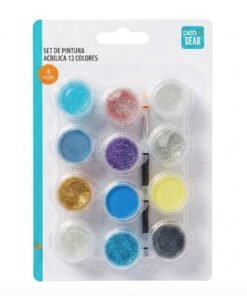 Set de pintura acrílica glitter 12 colores marca pen+gear