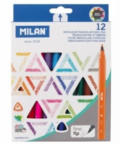 Marcador triangular punta fina fine tip 12 unidades marca Milan