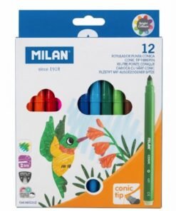Marcador cónico punta cónica conic tip 12 unidades marca Milan