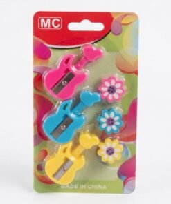 Set sacapuntas y borradores Flores y guitarras marca MC