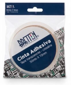 Cinta adhesiva cristal transparente 50mts x 12mm Buje de 3 pulgadas marca  Bretton