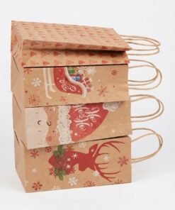 Bolsa de regalo Kraft navideña 14.5x21x8 cm varios diseños