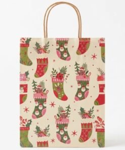 Alternative view of Bolsa para regalo kraft navideña varios diseños ho ho ho calcetin 17.5 x 23 x8 cm