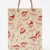 Bolsa para regalo kraft navideña varios diseños ho ho ho calcetin 17.5 x 23 x8 cm