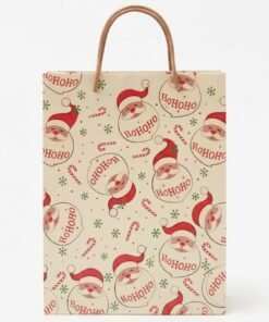Bolsa para regalo kraft navideña varios diseños ho ho ho calcetin 17.5 x 23 x8 cm