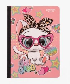 Cuaderno cosido 100 hojas grande cuadricula pasta semi dura Baby animals marca Pointer.