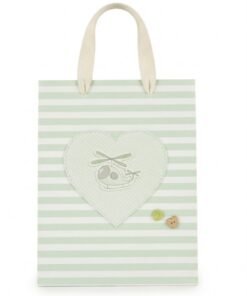 Bolsa de regalo baby shower verde helicoptero 18x23x10 cm