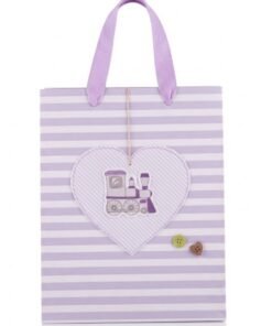 Bolsa de regalo baby shower lila tren 18x23x10 cm