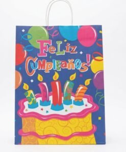 Bolsa de regalo de papel Feliz Cumpleaños varios diseños medidas 25x33x12 cm