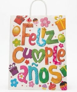 Bolsa de regalo de papel Feliz Cumpleaños varios diseños medidas 25x33x12 cm - Imagen 3