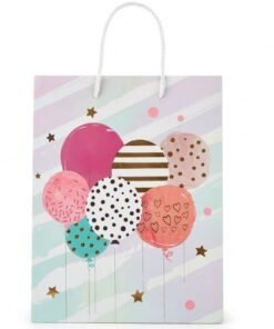 Alternative view of Bolsa de regalo surtido globos, regalos y pastel medida 18x23x10 cm